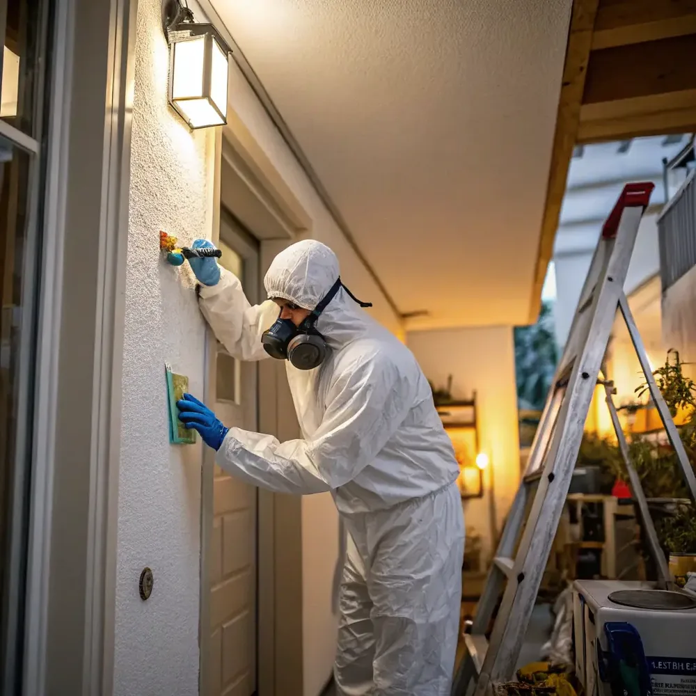 Technician wearing protective equipment during remediation work